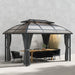 Aluminium Frame Hard Gazebo with Accessories in Brown (4 x 3m) - Little and Giant Explorers Outsunny