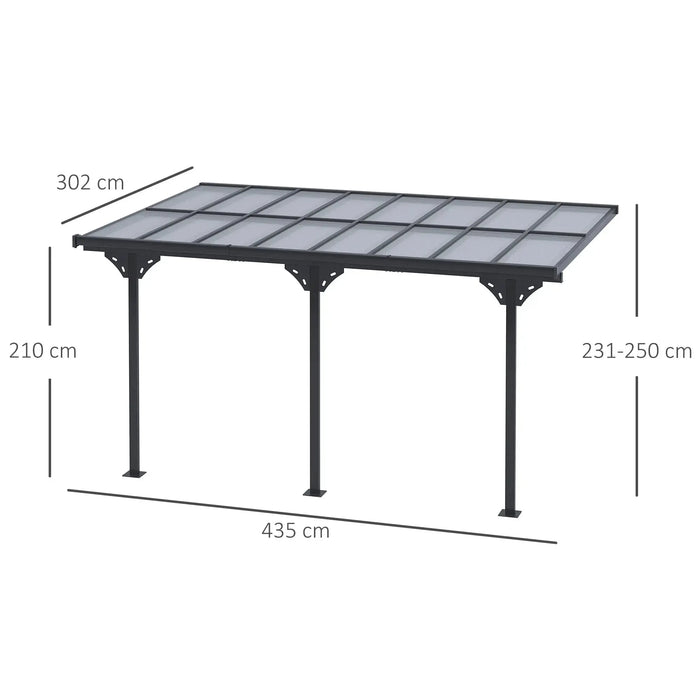 Aluminium Framed Patio Gazebo Pergola with PC Roof (4.35 x 3m) - Little and Giant Explorers Outsunny