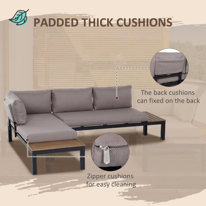 3 Piece Garden Aluminium Corner Sofa Set - Little and Giant Explorers Outsunny