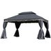 Aluminium Garden Pavilion Gazebo with Nets and Curtains in Black (3 x 4m) - Little and Giant Explorers Outsunny