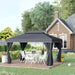 Aluminium Garden Pavilion Gazebo with Nets and Curtains in Black (3 x 4m) - Little and Giant Explorers Outsunny