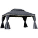 Aluminium Garden Pavilion Gazebo with Nets and Curtains in Black (3 x 4m) - Little and Giant Explorers Outsunny