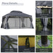 Aluminium Garden Pavilion Gazebo with Nets and Curtains in Black (3 x 4m) - Little and Giant Explorers Outsunny