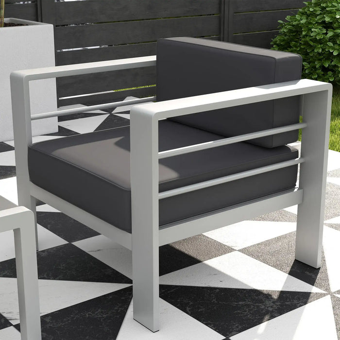 Five-Piece Aluminium Garden Sofa Set with Glass-Top Table in Grey - Little and Giant Explorers Outsunny