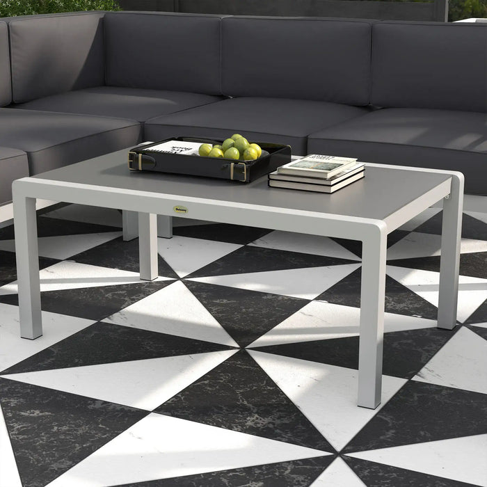 Five-Piece Aluminium Garden Sofa Set with Glass-Top Table in Grey - Little and Giant Explorers Outsunny