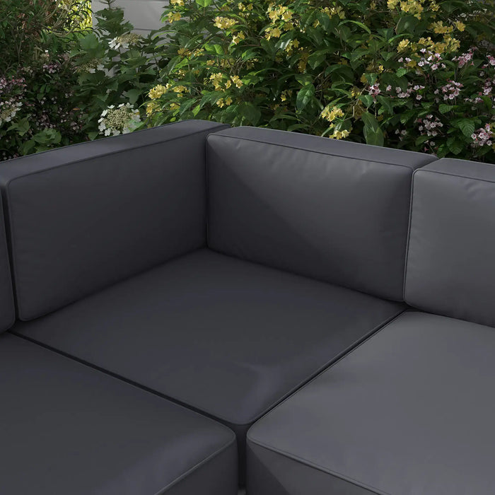 Five-Piece Aluminium Garden Sofa Set with Glass-Top Table in Grey - Little and Giant Explorers Outsunny