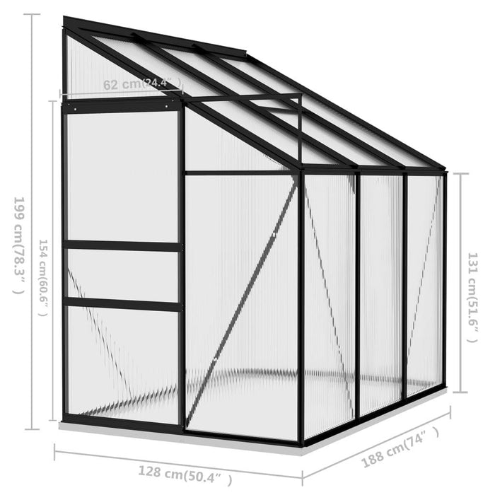 Aluminium Greenhouse in Anthracite 3.97m³ - Little and Giant Explorers vidaXL