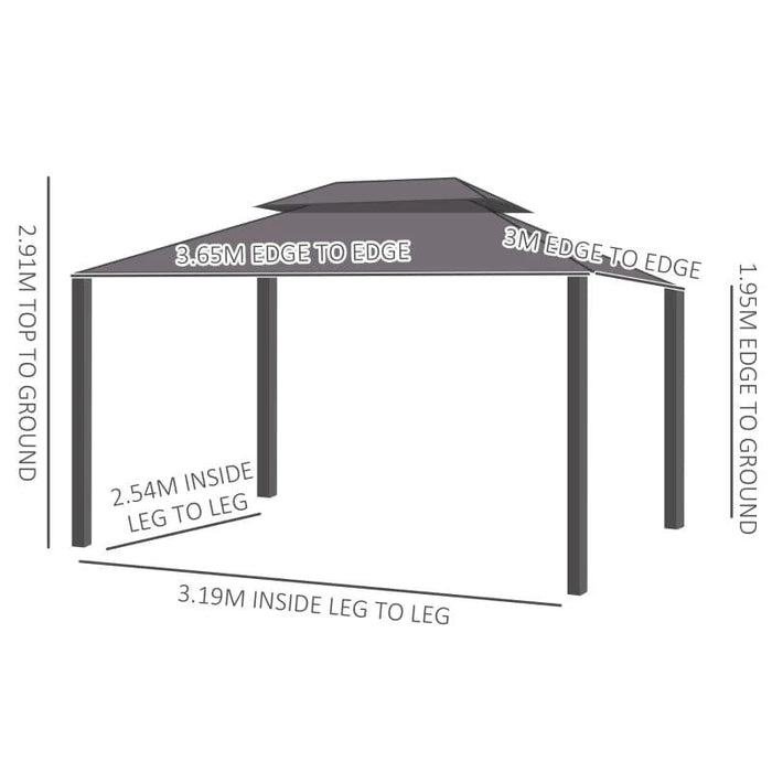 Aluminium Hardtop Gazebo with Accessories in Brown (3.65 x 3m) - Little and Giant Explorers Outsunny