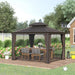 Aluminium Hardtop Gazebo with Accessories in Brown (3.65 x 3m) - Little and Giant Explorers Outsunny