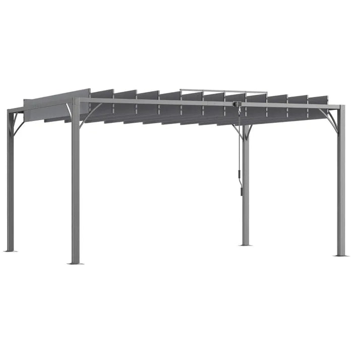 Aluminium Louvered Patio Gazebo Canopy in Grey (4 x 3m) - Little and Giant Explorers Outsunny