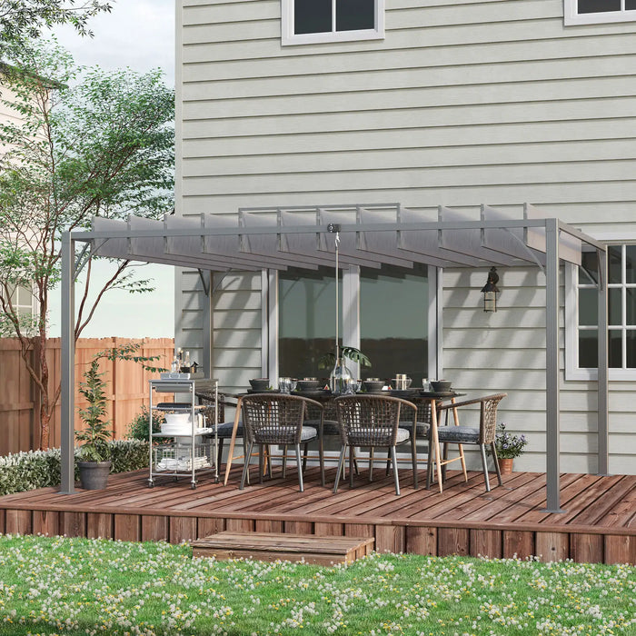 Aluminium Louvered Patio Gazebo Canopy in Grey (4 x 3m) - Little and Giant Explorers Outsunny