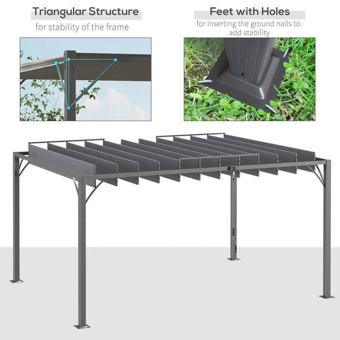 Aluminium Louvered Patio Gazebo Canopy in Grey (4 x 3m) - Little and Giant Explorers Outsunny