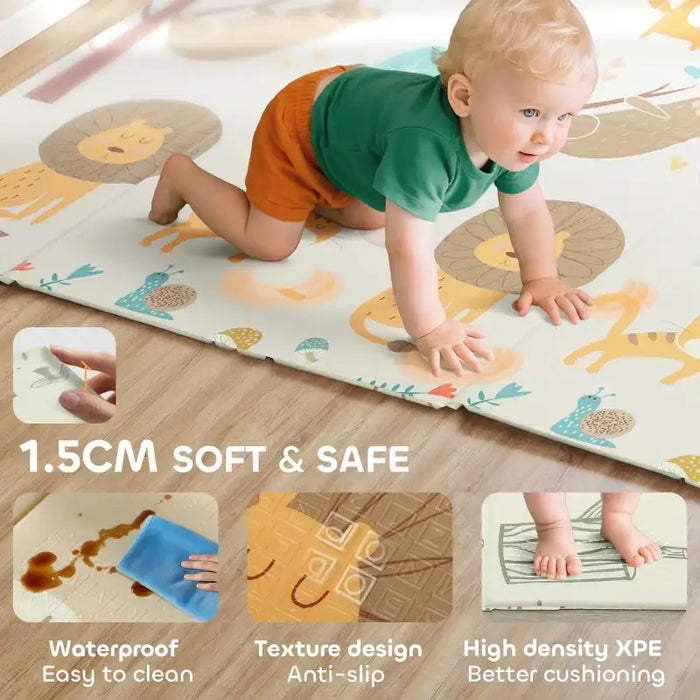 Animal Baby Play Mat – Reversible Jungle and Safari Design | Foldable 3.45㎡ Coverage AIYAPLAY - Little and Giant Explorers AIYAPLAY