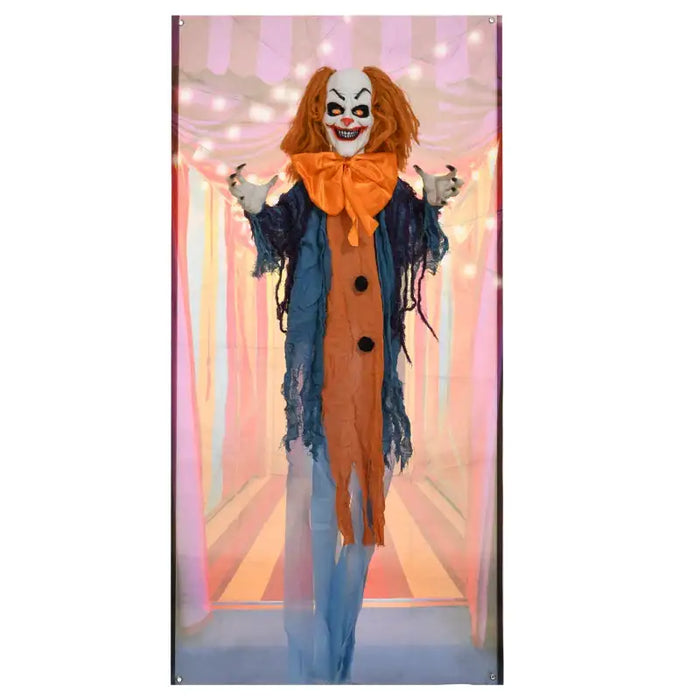 Animated Halloween Circus Clown Decoration | Motion and Sound Activated Prop - Red LED Eyes HOMCOM - Little and Giant Explorers HOMCOM