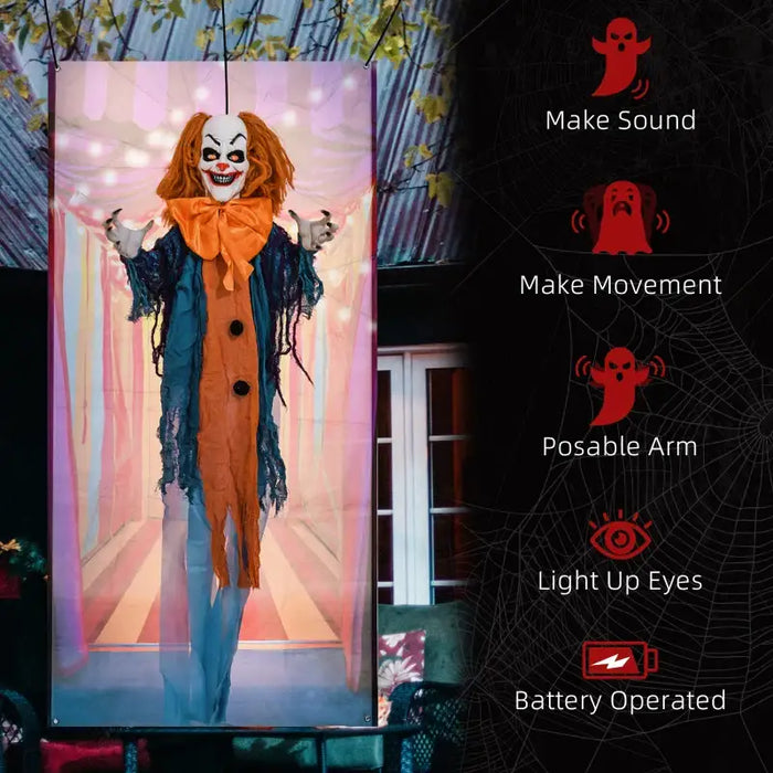 Animated Halloween Circus Clown Decoration | Motion and Sound Activated Prop - Red LED Eyes HOMCOM - Little and Giant Explorers HOMCOM