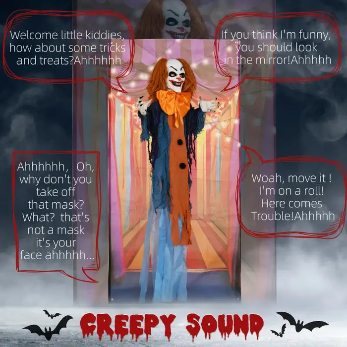 Animated Halloween Circus Clown Decoration | Motion and Sound Activated Prop - Red LED Eyes HOMCOM - Little and Giant Explorers HOMCOM