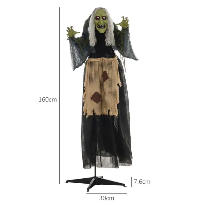 Animated Halloween Decoration – 160cm Hunchback Witch | Motion and Sound Activated with Red Light-Up Eyes HOMCOM - Little and Giant Explorers HOMCOM