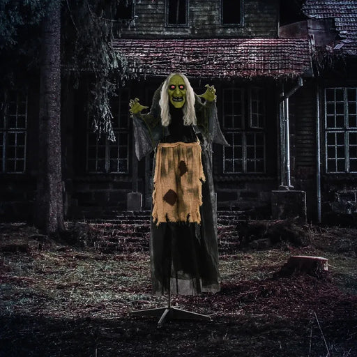 Animated Halloween Decoration – 160cm Hunchback Witch | Motion and Sound Activated with Red Light-Up Eyes HOMCOM - Little and Giant Explorers HOMCOM