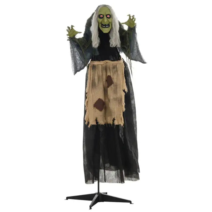 Animated Halloween Decoration – 160cm Hunchback Witch | Motion and Sound Activated with Red Light-Up Eyes HOMCOM - Little and Giant Explorers HOMCOM