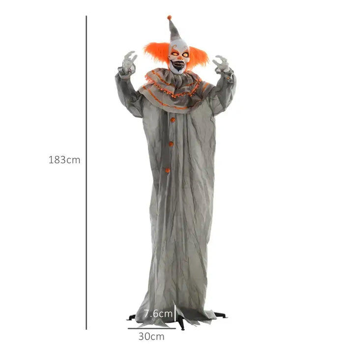 Animated Halloween Decoration – 183cm Orange Clown | Motion and Sound Activated with Scary Sounds HOMCOM - Little and Giant Explorers HOMCOM