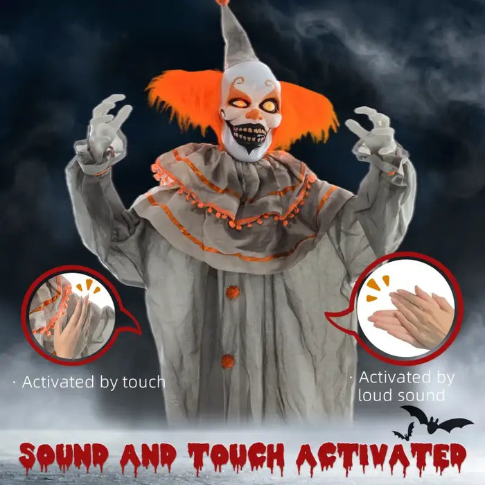Animated Halloween Decoration – 183cm Orange Clown | Motion and Sound Activated with Scary Sounds HOMCOM - Little and Giant Explorers HOMCOM