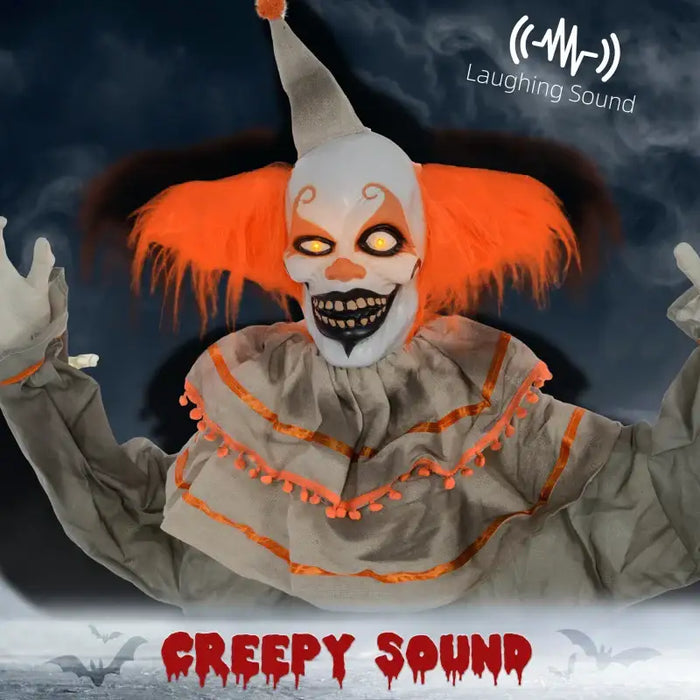 Animated Halloween Decoration – 183cm Orange Clown | Motion and Sound Activated with Scary Sounds HOMCOM - Little and Giant Explorers HOMCOM