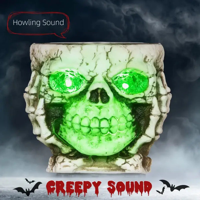 Animated Halloween Skeleton Candy Bowl – Sound Activated Prop | Green LED Eyes and Creepy Howling HOMCOM - Little and Giant Explorers HOMCOM