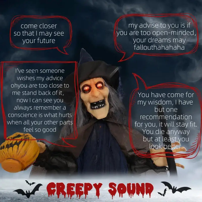 Animated Halloween Witch with Broomstick | Motion and Sound Activated - Red Light Eyes HOMCOM - Little and Giant Explorers HOMCOM