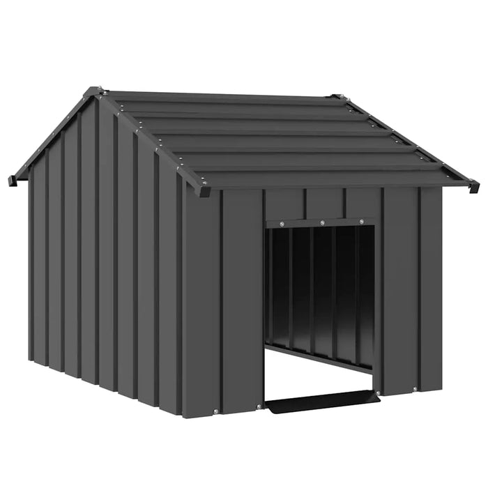 Anthracite Dog House with Roof in Galvanised Steel (83 x 130 x 85cm) - Little and Giant Explorers vidaXL