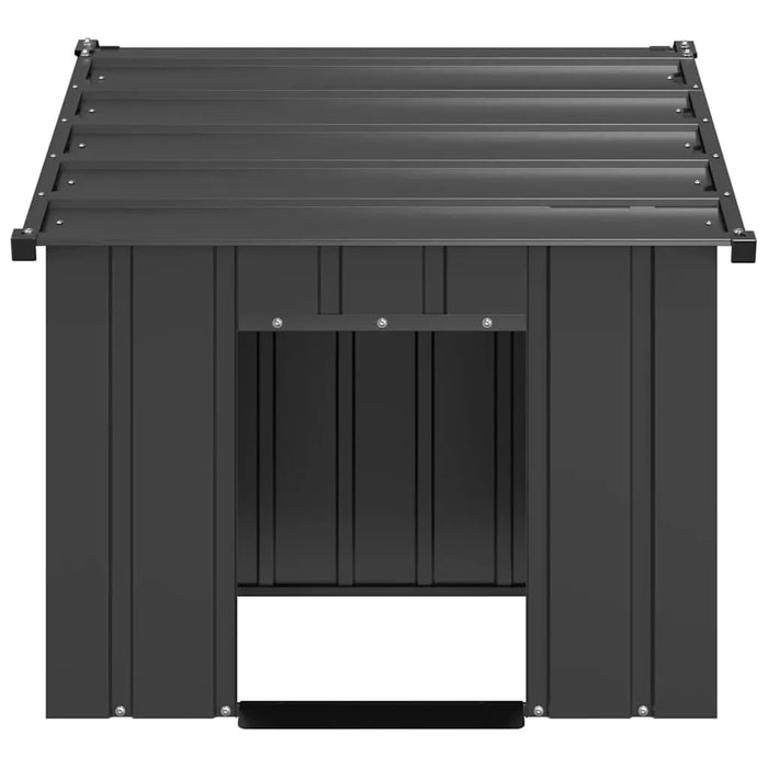 Anthracite Dog House with Roof in Galvanised Steel (83 x 130 x 85cm) - Little and Giant Explorers vidaXL