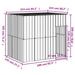 Anthracite outdoor galvanized steel kennel or pet shelter with detailed dimensions