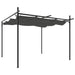Anthracite outdoor pergola with retractable UV-resistant canopy and metal frame