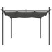 Anthracite outdoor pergola with retractable UV-resistant canopy and black metal frame