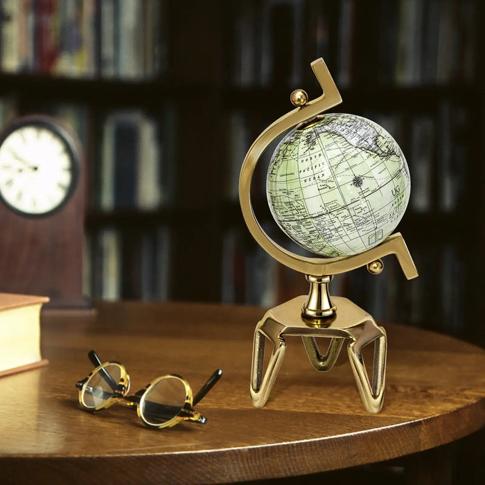 World Globe White Golden | Antique Appearance with Interactive Educational Features - Little and Giant Explorers Costway