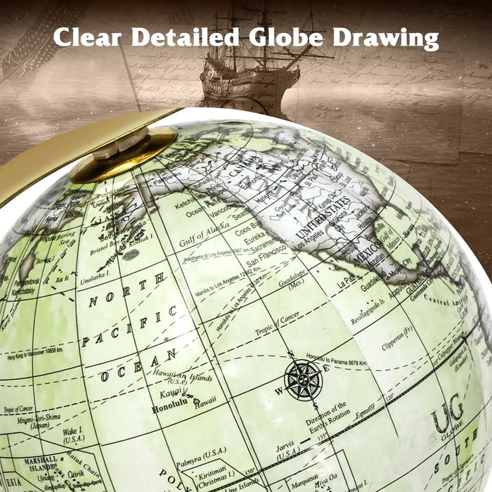 World Globe White Golden | Antique Appearance with Interactive Educational Features - Little and Giant Explorers Costway