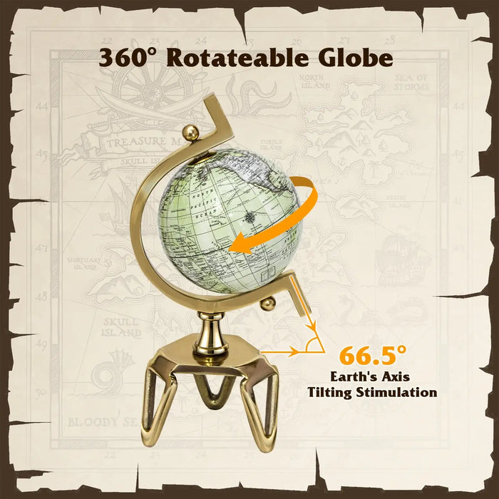 World Globe White Golden | Antique Appearance with Interactive Educational Features - Little and Giant Explorers Costway