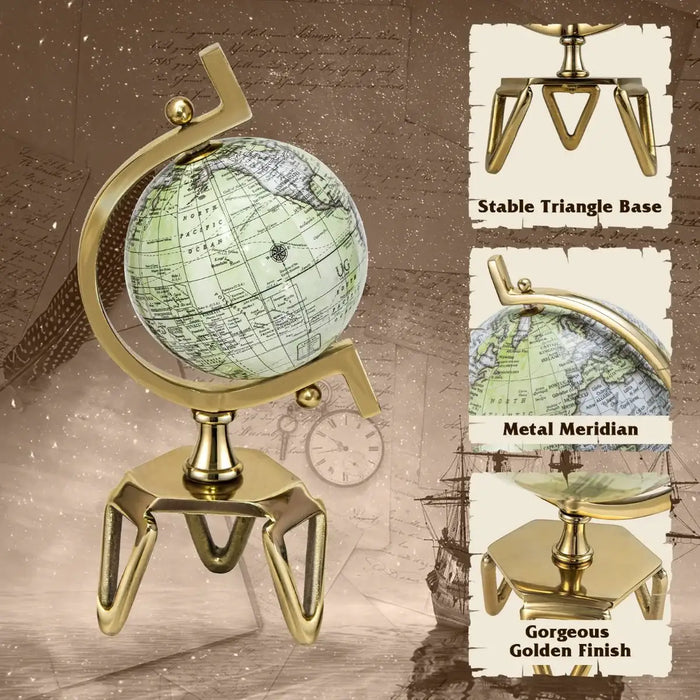 Antique World Globe | 360° Rotatable Decorative Educational Globe - Metal Stand COSTWAY - Little and Giant Explorers Costway
