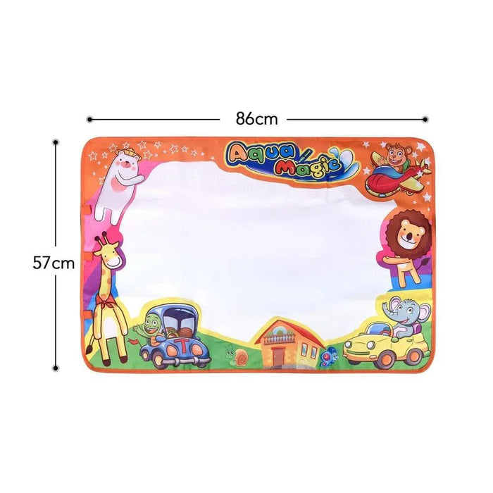 Aqua Magic doodle water drawing mat 86x57cm with cartoon animals and cars on border