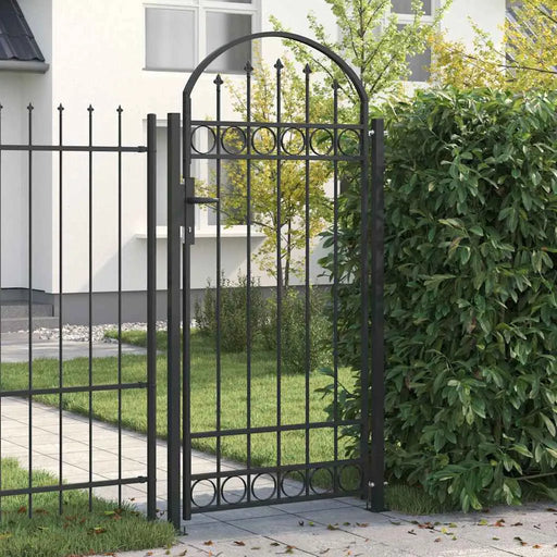 Arched Garden Gate 102×200cm – Grey | Classic Steel Outdoor Entrance VIDAXL - Little and Giant Explorers vidaXL