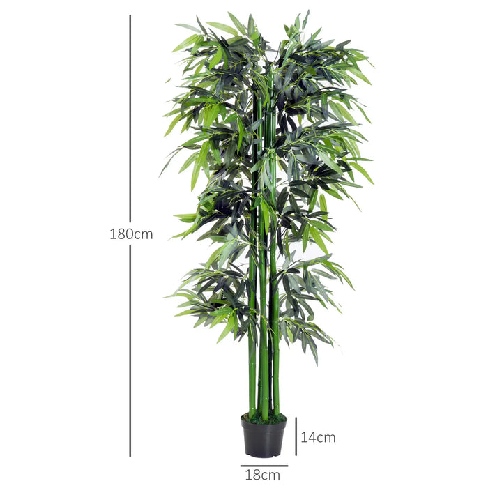 Artificial bamboo plant with dimensions on a white background