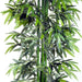 Artificial bamboo plant with green leaves on a white background