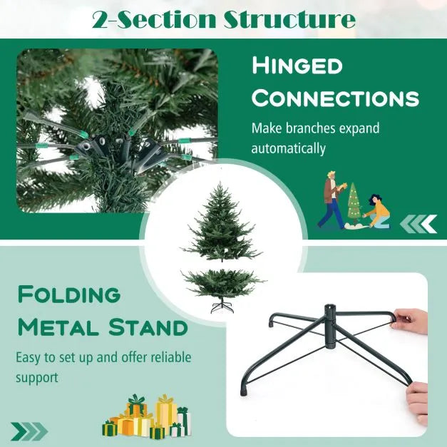 Artificial Christmas Tree Faux Hinged Christmas Tree 135cm - Little and Giant Explorers Costway