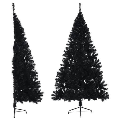 Artificial Half Christmas Tree with Stand in Black 180cm - Little and Giant Explorers vidaXL