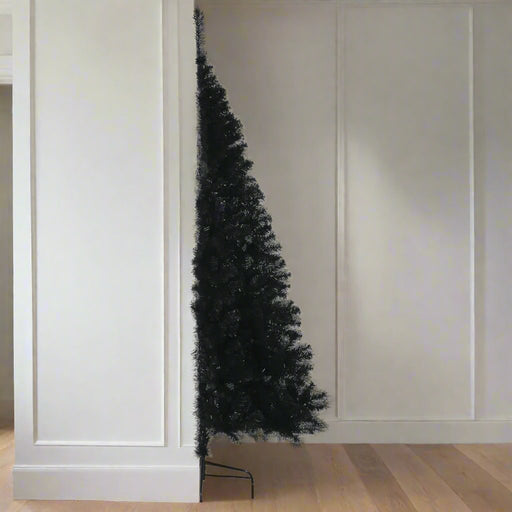 Artificial Half Christmas Tree with Stand in Black 180cm - Little and Giant Explorers vidaXL