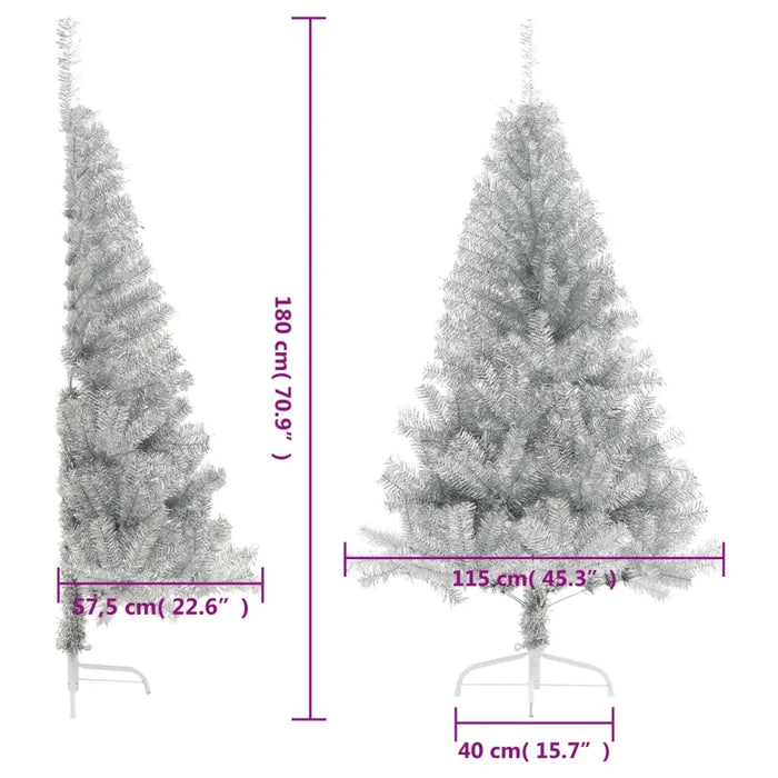 Artificial Half Christmas Tree with Stand in Silver 180cm - Little and Giant Explorers vidaXL