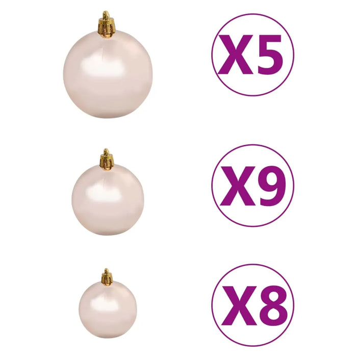 Artificial Half Pre-lit Christmas Tree with Rose Ball Set in Green 180cm - Little and Giant Explorers vidaXL