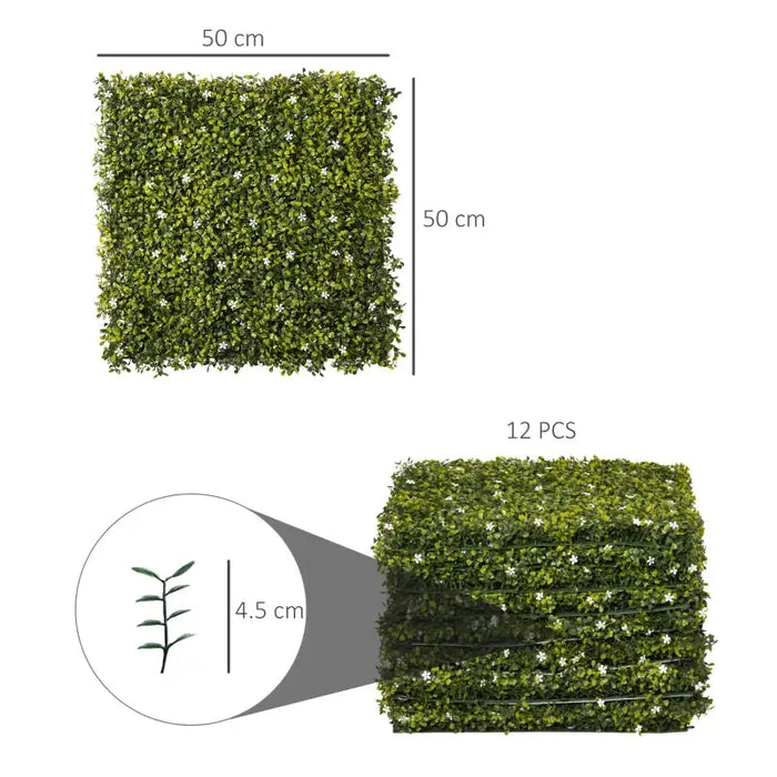 Artificial Milan Grass Wall Panels – Set of 12 | 3㎡ Coverage - Faux Greenery Fence Panels OUTSUNNY - Little and Giant Explorers Outsunny