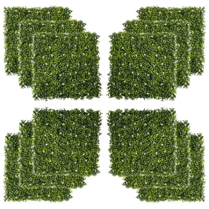 Artificial Milan Grass Wall Panels – Set of 12 | 3㎡ Coverage - Faux Greenery Fence Panels OUTSUNNY - Little and Giant Explorers Outsunny