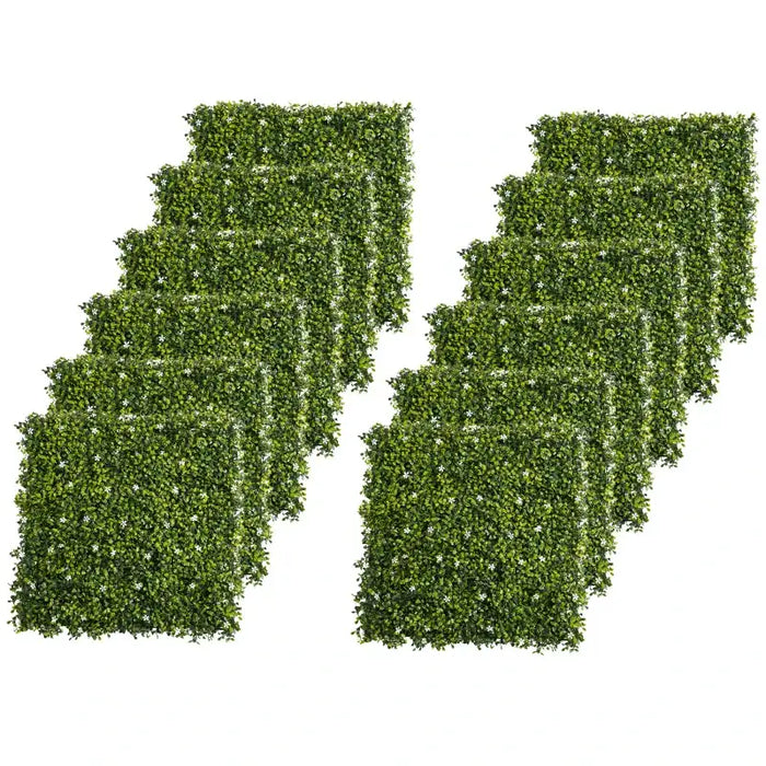 Artificial Milan Grass Wall Panels – Set of 12 | 3㎡ Coverage - Faux Greenery Fence Panels OUTSUNNY - Little and Giant Explorers Outsunny