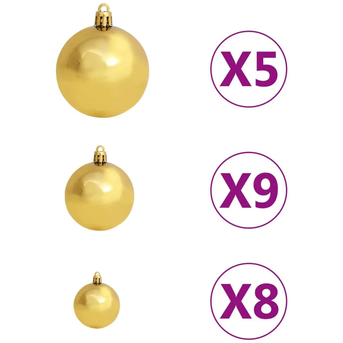 Artificial Pre-lit Christmas Tree in Blue with Gold Ball Set 180cm - Little and Giant Explorers vidaXL